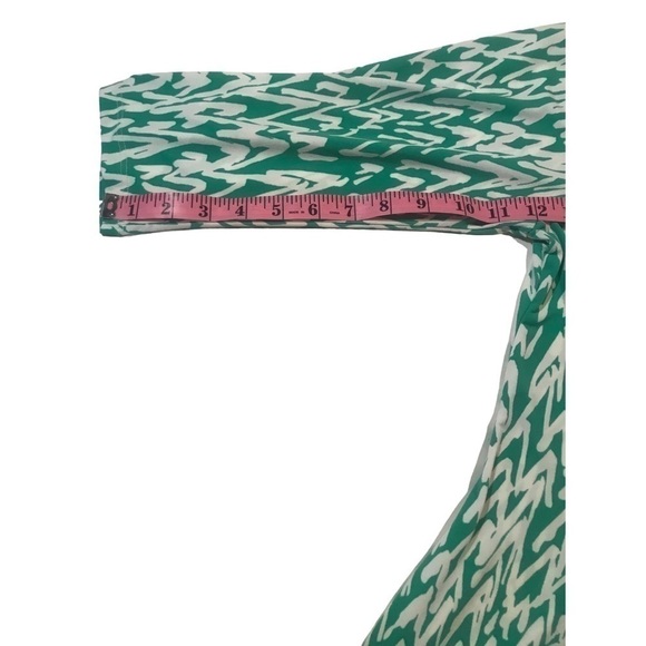 Loft Draped Collar Green and White Dress Size L - Picture 4 of 12